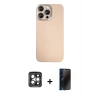 MARSİLYAN™- iPhone 15 Pro Max Kılıf Eksen Prime - Siyah 3D Antistatik Hayalet Cam Ekran Koruyucu + PVD Metal Kamera Lens - GI