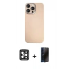 MARSİLYAN™- iPhone 15 Pro Max Kılıf Eksen Prime - Siyah 3D Antistatik Hayalet Cam Ekran Koruyucu + PVD Metal Kamera Lens - SH