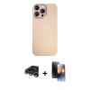 MARSİLYAN™- iPhone 15 Pro Max Kılıf Eksen Prime - Siyah 3D Antistatik Mat Seramik Nano Ekran Koruyucu + Gümüş Raze Metal Kamera Lens