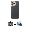 MARSİLYAN™- iPhone 15 Pro Max Kılıf Eksen Prime - Siyah 3D Antistatik Seramik Nano Ekran Koruyucu + PVD Metal Kamera Lens - TU