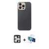 MARSİLYAN™- iPhone 15 Pro Max Kılıf Eksen Prime - Siyah 3D Antistatik Seramik Nano Ekran Koruyucu + PVD Metal Kamera Lens - GS