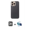 MARSİLYAN™- iPhone 15 Pro Max Kılıf Eksen Prime - Siyah 3D Antistatik Seramik Nano Ekran Koruyucu + PVD Metal Kamera Lens - GI
