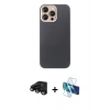 MARSİLYAN™- iPhone 15 Pro Max Kılıf Eksen Prime - Siyah 3D Antistatik Seramik Nano Ekran Koruyucu + Raze Metal Kamera Lens - SH