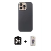 MARSİLYAN™- iPhone 15 Pro Max Kılıf Eksen Prime - Siyah Bilvis 3D Cam Ekran Koruyucu + PVD Metal Kamera Lens - TU