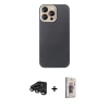MARSİLYAN™- iPhone 15 Pro Max Kılıf Eksen Prime - Siyah Bilvis 3D Cam Ekran Koruyucu + Raze Metal Kamera Lens - TMGI