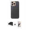 MARSİLYAN™- iPhone 15 Pro Max Kılıf Eksen Prime - Siyah Bilvis 3D Mat Cam Ekran Koruyucu + Raze Metal Kamera Lens - GS