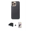 MARSİLYAN™- iPhone 15 Pro Max Kılıf Eksen Prime - Siyah Bilvis 3D Mat Cam Ekran Koruyucu + Raze Metal Kamera Lens - LT