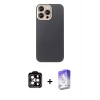 MARSİLYAN™- iPhone 15 Pro Max Kılıf Eksen Prime - Siyah Bilvis 5in1 3D Magic Cam Ekran Koruyucu + PVD Metal Kamera Lens - TU