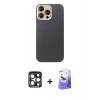 MARSİLYAN™- iPhone 15 Pro Max Kılıf Eksen Prime - Siyah Bilvis 5in1 5D Magic Hayalet Cam Ekran Koruyucu + PVD Metal Kamera Lens - LT