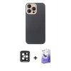 MARSİLYAN™- iPhone 15 Pro Max Kılıf Eksen Prime - Siyah Bilvis 5in1 5D Magic Hayalet Cam Ekran Koruyucu + PVD Metal Kamera Lens - SH