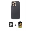 MARSİLYAN™- iPhone 15 Pro Max Kılıf Eksen Prime - Siyah Buffer Cam Ekran Koruyucu + PVD Metal Kamera Lens - GI