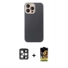 MARSİLYAN™- iPhone 15 Pro Max Kılıf Eksen Prime - Siyah Buffer Cam Ekran Koruyucu + PVD Metal Kamera Lens - LT