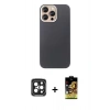 MARSİLYAN™- iPhone 15 Pro Max Kılıf Eksen Prime - Siyah Buffer Cam Ekran Koruyucu + PVD Metal Kamera Lens - SH