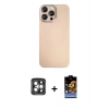 MARSİLYAN™- iPhone 15 Pro Max Kılıf Eksen Prime - Siyah Buffer Hayalet Cam Ekran Koruyucu + Gri PVD Metal Kamera Lens