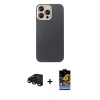 MARSİLYAN™- iPhone 15 Pro Max Kılıf Eksen Prime - Siyah Buffer Hayalet Cam Ekran Koruyucu + Raze Metal Kamera Lens - SH