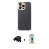 MARSİLYAN™- iPhone 15 Pro Max Kılıf Eksen Prime - Siyah Polymer Nano Ekran Koruyucu + Raze Metal Kamera Lens - SH