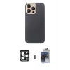 MARSİLYAN™- iPhone 15 Pro Max Kılıf Eksen Prime - Siyah Vanessa Magic Cam + PVD Metal Kamera Lens - LT