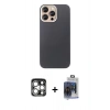 MARSİLYAN™- iPhone 15 Pro Max Kılıf Eksen Prime - Siyah Vanessa Magic Cam + PVD Metal Kamera Lens - GS