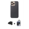 MARSİLYAN™- iPhone 15 Pro Max Kılıf Eksen Prime - Siyah Vanessa Magic Cam + Raze Metal Kamera Lens - SH