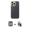 MARSİLYAN™- iPhone 15 Pro Max Kılıf Eksen Prime - Siyah Vanessa Magic Hayalet Cam + PVD Metal Kamera Lens - LT