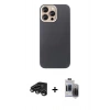 MARSİLYAN™- iPhone 15 Pro Max Kılıf Eksen Prime - Siyah Vanessa Magic Hayalet Cam + Raze Metal Kamera Lens - TMGI