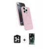 MARSİLYAN™- iPhone 15 Pro Max Kılıf İz Işık Koleksiyonu - Şeffaf 360 Full Body Arka Koruyucu + PVD Metal Kamera Lens - TU