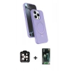 MARSİLYAN™- iPhone 15 Pro Max Kılıf İz Işık Koleksiyonu - Şeffaf 360 Full Body Arka Koruyucu + PVD Metal Kamera Lens - TU