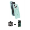 MARSİLYAN™- iPhone 15 Pro Max Kılıf İz Işık Koleksiyonu - Şeffaf 360 Full Body Arka Koruyucu + PVD Metal Kamera Lens - TU