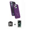 MARSİLYAN™- iPhone 15 Pro Max Kılıf İz Işık Koleksiyonu - Şeffaf 360 Full Body Arka Koruyucu + PVD Metal Kamera Lens - TU