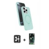 MARSİLYAN™- iPhone 15 Pro Max Kılıf İz Işık Koleksiyonu - Şeffaf 360 Full Body Arka Koruyucu + Siyah PVD Metal Kamera Lens