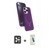 MARSİLYAN™- iPhone 15 Pro Max Kılıf İz Işık Koleksiyonu - Şeffaf Pasifik Cam Ekran Koruyucu + PVD Metal Kamera Lens - SH