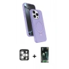 MARSİLYAN™- iPhone 15 Pro Max Kılıf İz Işık Koleksiyonu - Siyah 360 Mat Full Body Arka Koruyucu + PVD Metal Kamera Lens - GS