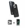 MARSİLYAN™- iPhone 15 Pro Max Kılıf İz Işık Koleksiyonu - Siyah 360 Mat Full Body Arka Koruyucu + PVD Metal Kamera Lens - GS