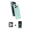 MARSİLYAN™- iPhone 15 Pro Max Kılıf İz Işık Koleksiyonu - Siyah 360 Mat Full Body Arka Koruyucu + PVD Metal Kamera Lens - GS