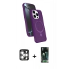 MARSİLYAN™- iPhone 15 Pro Max Kılıf İz Işık Koleksiyonu - Siyah 360 Mat Full Body Arka Koruyucu + PVD Metal Kamera Lens - GS