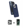 MARSİLYAN™- iPhone 15 Pro Max Kılıf İz Işık Koleksiyonu - Siyah 360 Mat Full Body Arka Koruyucu + PVD Metal Kamera Lens - LT