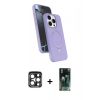 MARSİLYAN™- iPhone 15 Pro Max Kılıf İz Işık Koleksiyonu - Siyah 360 Mat Full Body Arka Koruyucu + PVD Metal Kamera Lens - LT