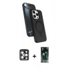 MARSİLYAN™- iPhone 15 Pro Max Kılıf İz Işık Koleksiyonu - Siyah 360 Mat Full Body Arka Koruyucu + PVD Metal Kamera Lens - LT