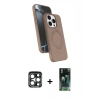 MARSİLYAN™- iPhone 15 Pro Max Kılıf İz Işık Koleksiyonu - Siyah 360 Mat Full Body Arka Koruyucu + PVD Metal Kamera Lens - LT