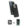 MARSİLYAN™- iPhone 15 Pro Max Kılıf İz Işık Koleksiyonu - Siyah 360 Mat Full Body Arka Koruyucu + PVD Metal Kamera Lens - SH