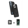MARSİLYAN™- iPhone 15 Pro Max Kılıf İz Işık Koleksiyonu - Siyah 360 Mat Full Body Arka Koruyucu + PVD Metal Kamera Lens - GI