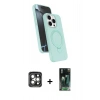 MARSİLYAN™- iPhone 15 Pro Max Kılıf İz Işık Koleksiyonu - Siyah 360 Mat Full Body Arka Koruyucu + PVD Metal Kamera Lens - GI