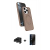 MARSİLYAN™- iPhone 15 Pro Max Kılıf İz Işık Koleksiyonu - Siyah 3D Antistatik Hayalet Cam Ekran Koruyucu + Raze Metal Kamera Lens - TMGI
