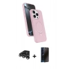 MARSİLYAN™- iPhone 15 Pro Max Kılıf İz Işık Koleksiyonu - Siyah 3D Antistatik Hayalet Cam Ekran Koruyucu + Raze Metal Kamera Lens - GS