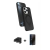 MARSİLYAN™- iPhone 15 Pro Max Kılıf İz Işık Koleksiyonu - Siyah 3D Antistatik Hayalet Cam Ekran Koruyucu + Raze Metal Kamera Lens - TMGI