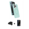 MARSİLYAN™- iPhone 15 Pro Max Kılıf İz Işık Koleksiyonu - Siyah 3D Antistatik Hayalet Cam Ekran Koruyucu + Raze Metal Kamera Lens - TMGI