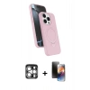 MARSİLYAN™- iPhone 15 Pro Max Kılıf İz Işık Koleksiyonu - Siyah 3D Antistatik Mat Seramik Nano Ekran Koruyucu + PVD Metal Kamera Lens - GS
