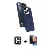 MARSİLYAN™- iPhone 15 Pro Max Kılıf İz Işık Koleksiyonu - Siyah 3D Antistatik Mat Seramik Nano Ekran Koruyucu + PVD Metal Kamera Lens - SH