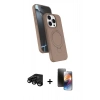 MARSİLYAN™- iPhone 15 Pro Max Kılıf İz Işık Koleksiyonu - Siyah 3D Antistatik Mat Seramik Nano Ekran Koruyucu + Raze Metal Kamera Lens - SH