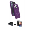 MARSİLYAN™- iPhone 15 Pro Max Kılıf İz Işık Koleksiyonu - Siyah 3D Antistatik Mat Seramik Nano Ekran Koruyucu + Raze Metal Kamera Lens - LT